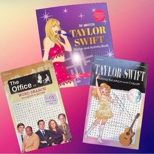 3Pc NEW Taylor Swift & The Office Word Search Coloring Activity Books w/Stickers
